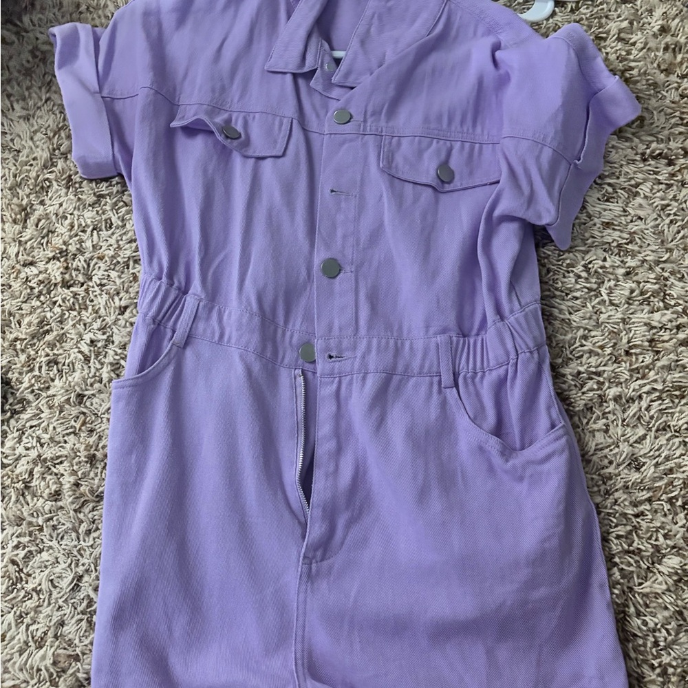 Purple Button-Up Jumpsuit